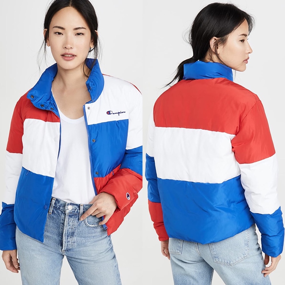 CHAMPION REVERSE WEAVE COLOR BLOCK PUFFER JACKET - Picture 2 of 5